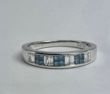 Load image into Gallery viewer, 1906: Vintage; 18ct White Gold Blue & White Diamonds Stacker/Dress Ring- something specia