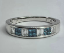 Load image into Gallery viewer, 1906: Vintage; 18ct White Gold Blue & White Diamonds Stacker/Dress Ring- something specia