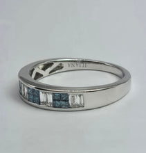 Load image into Gallery viewer, 1906: Vintage; 18ct White Gold Blue & White Diamonds Stacker/Dress Ring- something specia