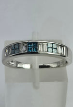 Load image into Gallery viewer, 1906: Vintage; 18ct White Gold Blue & White Diamonds Stacker/Dress Ring- something specia