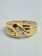 Load image into Gallery viewer, 1937: Vintage: 22ct Gold twin Natural Diamonds Fancy Signet Ring