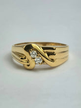 Load image into Gallery viewer, 1937: Vintage: 22ct Gold twin Natural Diamonds Fancy Signet Ring