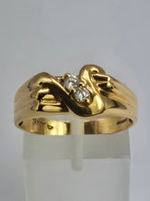 Load image into Gallery viewer, 1937: Vintage: 22ct Gold twin Natural Diamonds Fancy Signet Ring