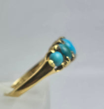 Load image into Gallery viewer, 2039: Vintage: 18ct Gold Turquoises Edwardian Style Ring- From 1942