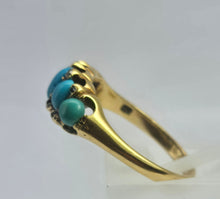 Load image into Gallery viewer, 2039: Vintage: 18ct Gold Turquoises Edwardian Style Ring- From 1942