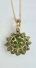 Load image into Gallery viewer, 2148: Vintage; 9ct Gold 31 Green Diopsides Pendant & Chain (40cm) - lovely neckwear