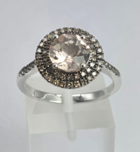Load image into Gallery viewer, 2161: Vintage; 9ct White Gold Pink Morganite 60 Natural Diamonds Halo Dress Ring