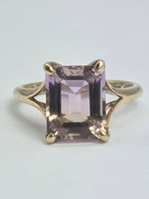 Cargar imagen en el visor de la galería, 2192: Vintage: 9ct Gold Emerald Cut Ametrine Cocktail Ring- Lush