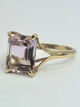 Cargar imagen en el visor de la galería, 2192: Vintage: 9ct Gold Emerald Cut Ametrine Cocktail Ring- Lush