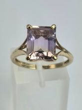 Cargar imagen en el visor de la galería, 2192: Vintage: 9ct Gold Emerald Cut Ametrine Cocktail Ring- Lush