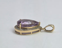 Load image into Gallery viewer, 2045: Vintage: 9ct Gold Pear-Cut Amethyst Diamonds Pendant