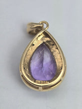 Load image into Gallery viewer, 2045: Vintage: 9ct Gold Pear-Cut Amethyst Diamonds Pendant