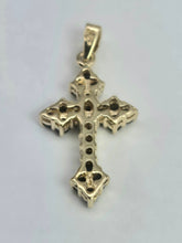 Load image into Gallery viewer, 2064 Vintage: 9ct Gold 21 Deep Blue Spinels Cross Pendant