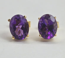 Load image into Gallery viewer, 2093: 18ct Gold Voluptuous Purple Amethyst Stud Earrings-