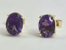 Load image into Gallery viewer, 2093: 18ct Gold Voluptuous Purple Amethyst Stud Earrings-
