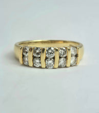 Cargar imagen en el visor de la galería, 2051: Vintage: 18ct Gold 10 Round Full Cut  Natural Diamonds Tiered Ring