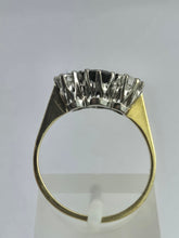 Load image into Gallery viewer, 2071: Vintage; 18ct Gold French Blue Sapphire Diamonds (0.3ct) Three Stone Ring- From 1984