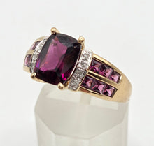 Load image into Gallery viewer, 1900: Vintage: 9ct Gold Almandine Garnets Diamonds Cocktail Ring