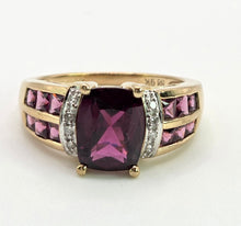 Load image into Gallery viewer, 1900: Vintage: 9ct Gold Almandine Garnets Diamonds Cocktail Ring