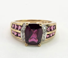 Load image into Gallery viewer, 1900: Vintage: 9ct Gold Almandine Garnets Diamonds Cocktail Ring