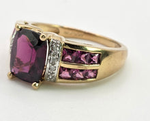 Load image into Gallery viewer, 1900: Vintage: 9ct Gold Almandine Garnets Diamonds Cocktail Ring