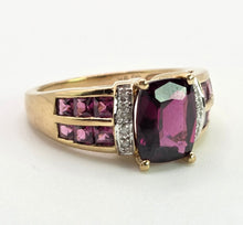 Load image into Gallery viewer, 1900: Vintage: 9ct Gold Almandine Garnets Diamonds Cocktail Ring
