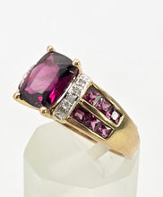Load image into Gallery viewer, 1900: Vintage: 9ct Gold Almandine Garnets Diamonds Cocktail Ring
