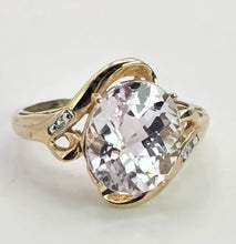 Load image into Gallery viewer, 2167: Vintage; 9ct Gold Large Pink Kunzite Diamonds Cocktail Ring