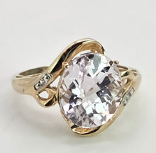 Load image into Gallery viewer, 2167: Vintage; 9ct Gold Large Pink Kunzite Diamonds Cocktail Ring