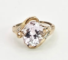 Load image into Gallery viewer, 2167: Vintage; 9ct Gold Large Pink Kunzite Diamonds Cocktail Ring