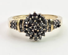 Load image into Gallery viewer, 2169: Vintage: 9ct Gold Pave Set Black Diamonds Signet/Stacker Ring- 0.5ct natural black diamonds