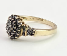 Load image into Gallery viewer, 2169: Vintage: 9ct Gold Pave Set Black Diamonds Signet/Stacker Ring- 0.5ct natural black diamonds
