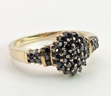 Load image into Gallery viewer, 2169: Vintage: 9ct Gold Pave Set Black Diamonds Signet/Stacker Ring- 0.5ct natural black diamonds