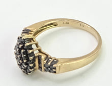 Load image into Gallery viewer, 2169: Vintage: 9ct Gold Pave Set Black Diamonds Signet/Stacker Ring- 0.5ct natural black diamonds