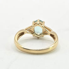 Load image into Gallery viewer, 2182: Vintage: 18ct Gold Sky  Blue Aquamarine Diamonds Dress Ring- lovely cut & colours