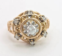Cargar imagen en el visor de la galería, Vintage: 18ct  Gold Brilliant  & Round Cut Natural Diamonds Cluster Ring
