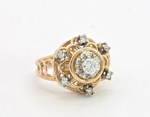 Load image into Gallery viewer, 6442: Vintage: 18ct Gold Brilliant & Round Cut Natural Diamonds Cluster Ring