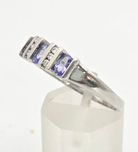Load image into Gallery viewer, Vintage: 18ct White Gold Violet Blue Tanzanites Natural Diamonds Half-Hoop Ring