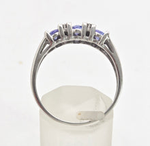 Load image into Gallery viewer, Vintage: 18ct White Gold Violet Blue Tanzanites Natural Diamonds Half-Hoop Ring