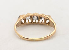 Cargar imagen en el visor de la galería, Antique Edwardian: 18ct Gold 5 Natural Diamonds Boat Ring- Over 100 years old