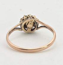 Load image into Gallery viewer, Antique: 9ct Rose Gold Cultured Pearl 11 Natural Diamonds Dress Ring