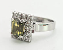 Load image into Gallery viewer, 6448 Vintage: 18ct White Gold Yellow Sapphire {3.15ct) Diamonds Cocktail Ring