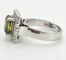 Load image into Gallery viewer, 6448 Vintage: 18ct White Gold Yellow Sapphire {3.15ct) Diamonds Cocktail Ring