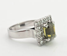 Load image into Gallery viewer, 2021 Vintage: 18ct White Gold Yellow Sapphire {3.15ct) Diamonds Cocktail Ring- Platinum Set