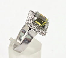Load image into Gallery viewer, 2021 Vintage: 18ct White Gold Yellow Sapphire {3.15ct) Diamonds Cocktail Ring- Platinum Set