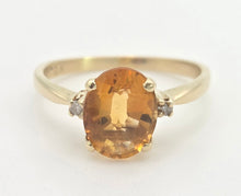 Load image into Gallery viewer, Vintage: 18ct Gold Vibrant Orange Citrine Diamonds Dress Ring