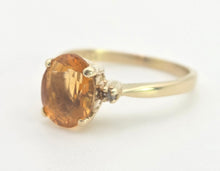 Load image into Gallery viewer, Vintage: 18ct Gold Vibrant Orange Citrine Diamonds Dress Ring
