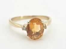 Load image into Gallery viewer, Vintage: 18ct Gold Vibrant Orange Citrine Diamonds Dress Ring