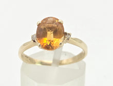 Load image into Gallery viewer, Vintage: 18ct Gold Vibrant Orange Citrine Diamonds Dress Ring