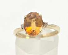 Load image into Gallery viewer, Vintage: 18ct Gold Vibrant Orange Citrine Diamonds Dress Ring